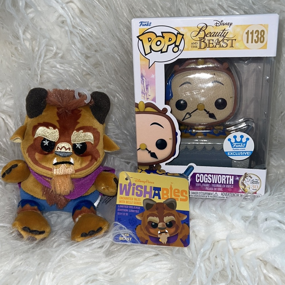 Disney Wishables Beast and Funko Cogsworth
